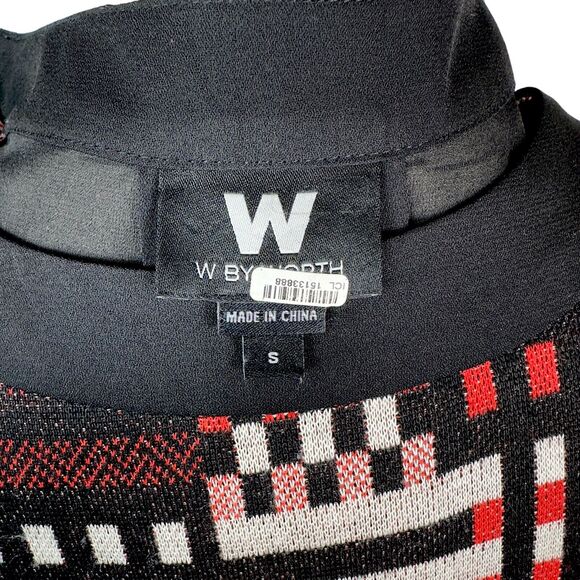 W by Worth Top Women Multicolor Sheer Back Scoop Neck Long Sleeves Pullover SZ S - Picture 7 of 8